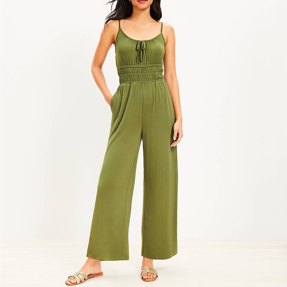 LOFT Beach Smocked Knit Jumpsuit